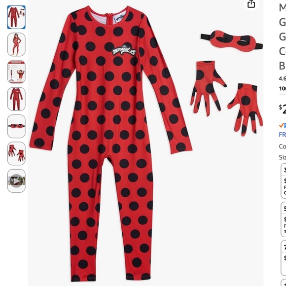 Miraculous Ladybug 4T Girls Cosplay Jumpsuit Gloves and Mask 3 Piece Costume Set - Picture 2 of 8